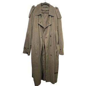 Classic Tan Long Trench Coat Women's 48L Double Breasted Belted Outerwear
